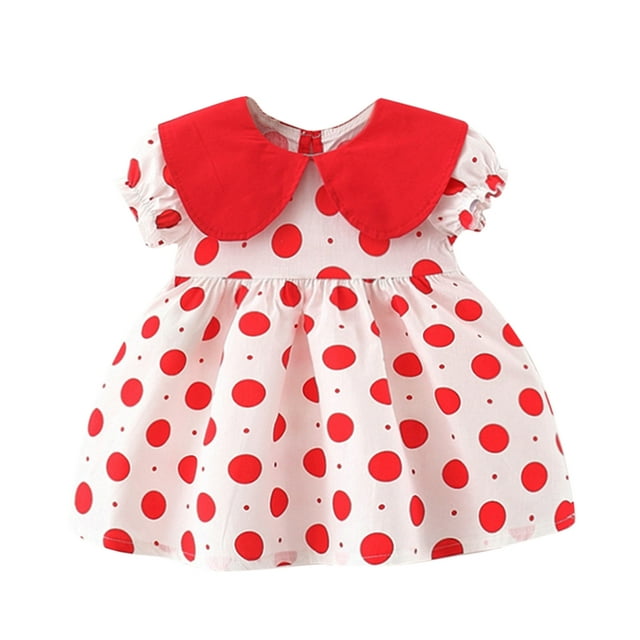 mveomtd Baby Girls 6M-3Y Short Sleeve Dot Printed Princess Dress Girls ...