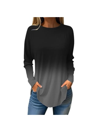 Buy SUNERLORY Banded Bottom Tops for Women, Juniors Loose Shirts Long  Sleeve Curved Hem Flattering Clothing Simple Casual Pleated Blouse Black  X-Large Online at desertcartINDIA