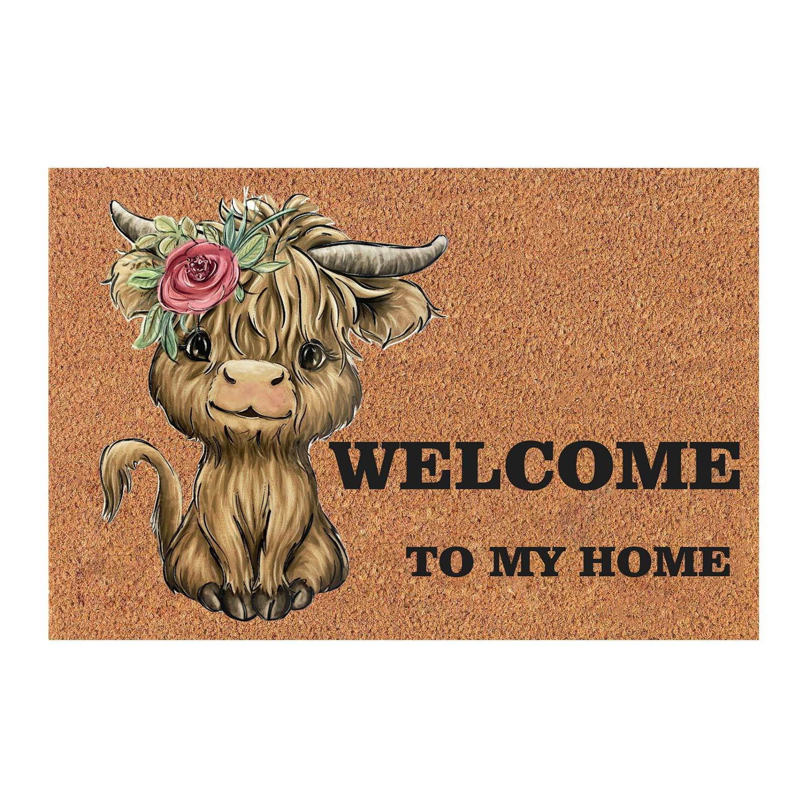 mveomtd Cow's Shaggy Doormat Themed Doormat Entrance Way Mat