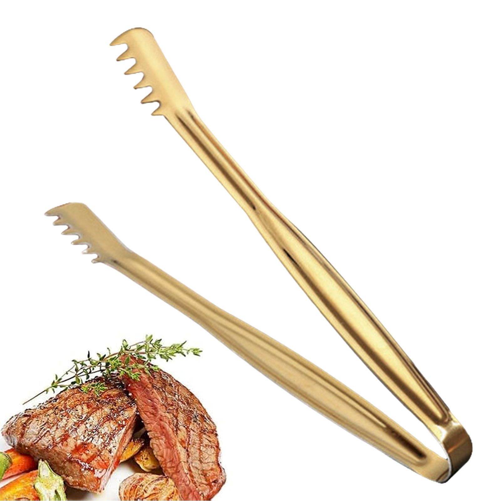 2 Pcs Ice Tongs, 4.1 Inch Gold Figure Stainless Belize - View #2