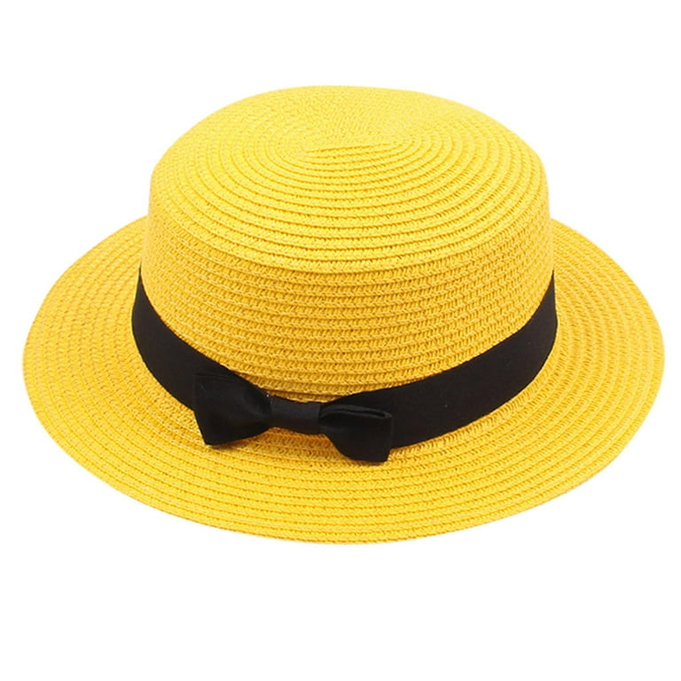 mveomtd Solid Beach Sun Top Hat Straw Summer Hat Ladies Women's