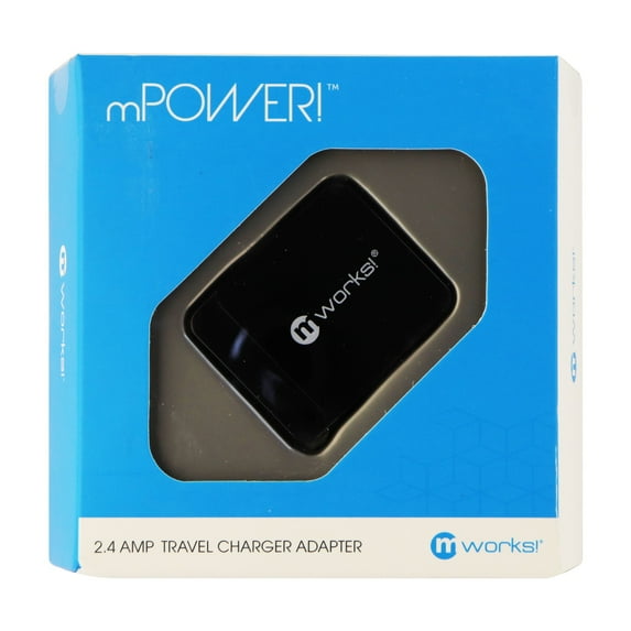 mworks! 2.4AMP Travel Home Hub Charger Adapter - Black