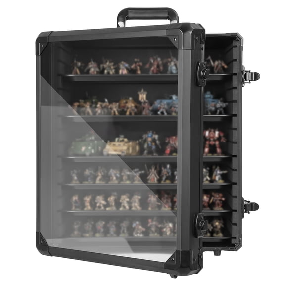 mwptoo Aluminum Frame Miniatures Transport Storage Case with 5/6 Trays, Lockable Action Figure Display Carry Case for Miniatures, Figurines & Collectibles