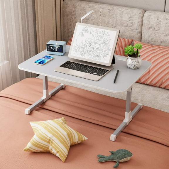 mwptoo Laptop Bed Tray Table, Adjustable Laptop Bed Stand, Portable Standing Table with Foldable Legs, Foldable Lap Tablet Table for Sofa Couch Floor