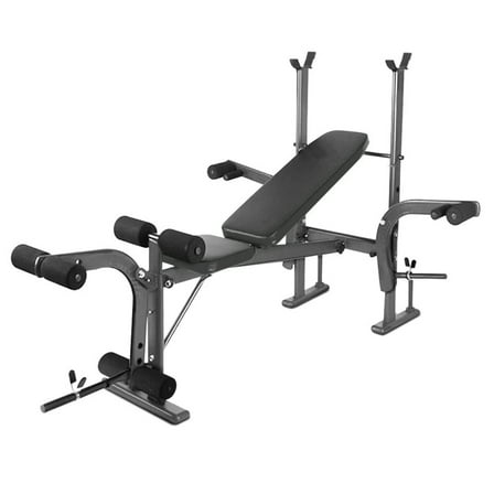 mwptoo Standard Weight Bench, Bench Press Set with Preacher Curl Pad and Leg Developer, for Home Gym Full-Body Workout