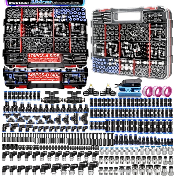 mxuteuk 324PCS Quick Connect Air Hose Fittings,Quick Release Pneumatic Kit