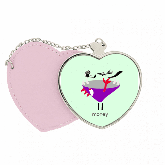 my animal hunting art deco fashion mirror travel purse makeup heart pink