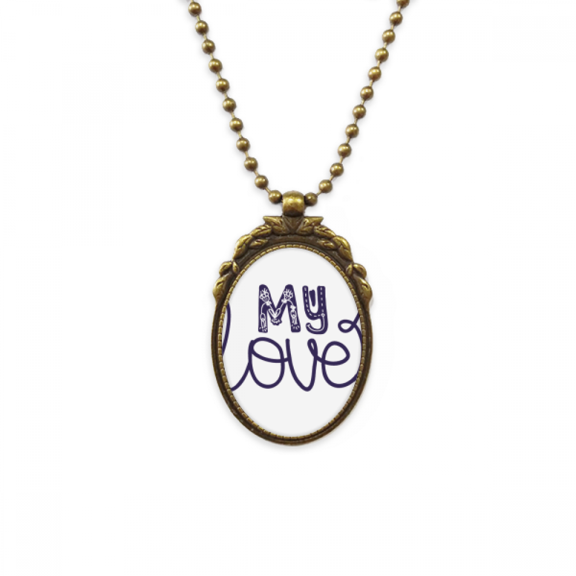 my love cute quote handwrite style antique necklbrass vintage pendant keychain