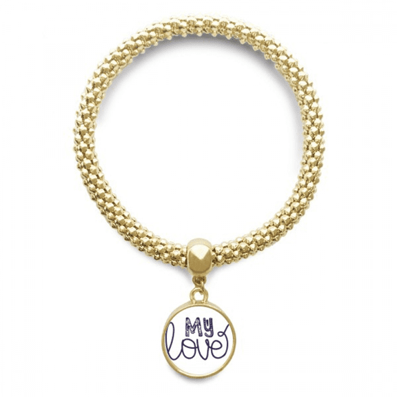 my love cute quote handwrite style en bracelet round pendant jewelry chain