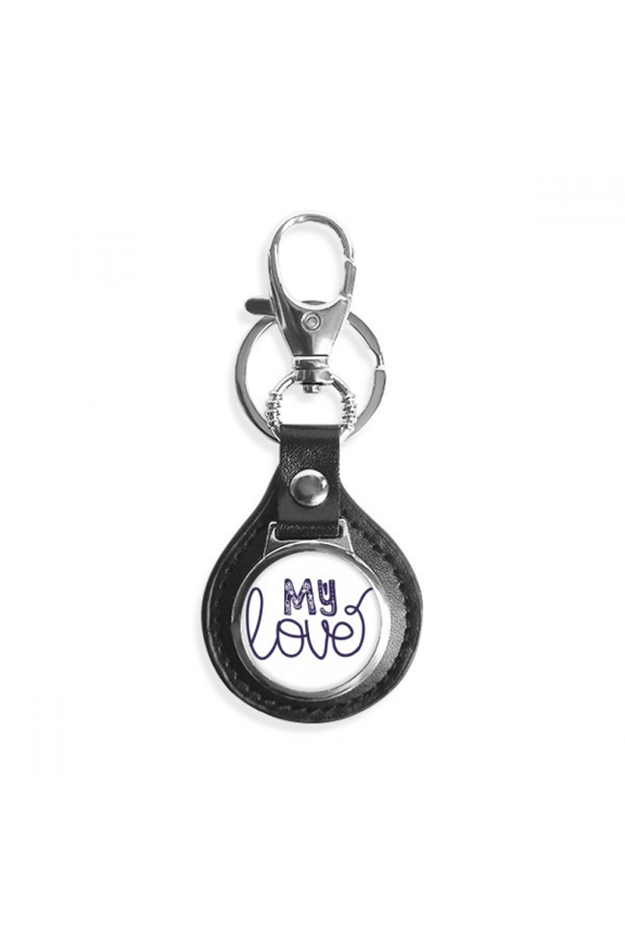 my love cute quote handwrite style key chain keyholder hook leather metal