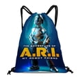 thumbnail image 1 of my robot friend-theme Drawstring Backpack Sports Gym Bag Water Resistant String Bag Cinch Bag，12"X16"（30X40cm）, 1 of 6