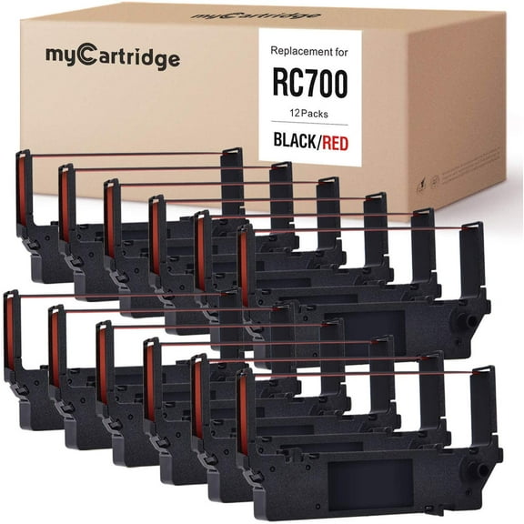 myCartridge 12-Packs Compatible Ink Ribbon Replacement for Star RC700 SP700 SP712 SP712R SP717 SP742R SP747 SP740 (Black/Red)