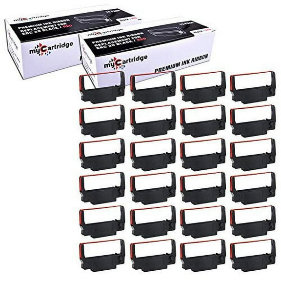 myCartridge 24 Pack ERC30 ERC-30 ERC 30 34 38 B/R Compatible Ribbon Cartridge for use in ERC38 NK506 (Black Red)