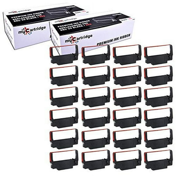 myCartridge 24 Pack ERC30 ERC-30 ERC 30 34 38 B/R Compatible Ribbon Cartridge for use in ERC38 NK506 (Black Red)