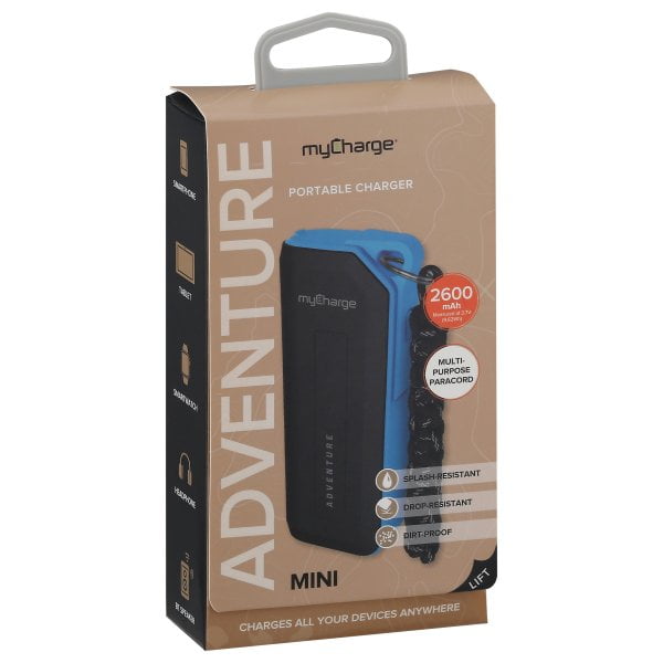 myCharge Adventure Plus Portable Charger 15000mAh Rugged External Battery Pack w/ Built-in Carabiner, Gray
