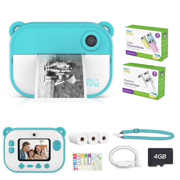 myFirst Insta 2 Blue Camera Bundle, with Thermal Paper and Color Thermal Stickers
