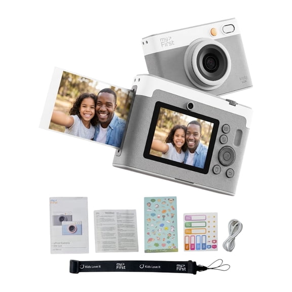 myFirst Camera Insta Lux Kids Instant Print Digital Camera, 5MP Color Photos with Built-in Wifi and Rechargeable Battery, Gray