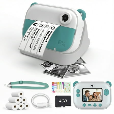 myFirst Camera Insta Wi - Kids Digital Camera Instant Print, Label Maker, 12MP, 1080P Video, Selfie Lens, Memory Card, Lanyard, for Kids 3-12 (Teal)