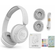 myFirst CareBuds Max Kids Wireless Headphones with Mic, Smart Volume Limit, 52H Playtime, Fast Charging, Interchangeable EarPads Mist White