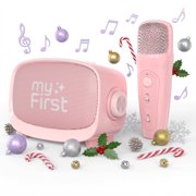 myFirst Voice 2 Kids Karaoke Machine Portable Bluetooth Speaker, Wireless Microphone with 5 Voice Changers Pink