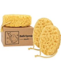 myHomeBody Premium Bath Sponge, Bath Sponges for Shower, Body Sponge, Shower Sponge, Bath Loofahs, Oval, 3 Pack