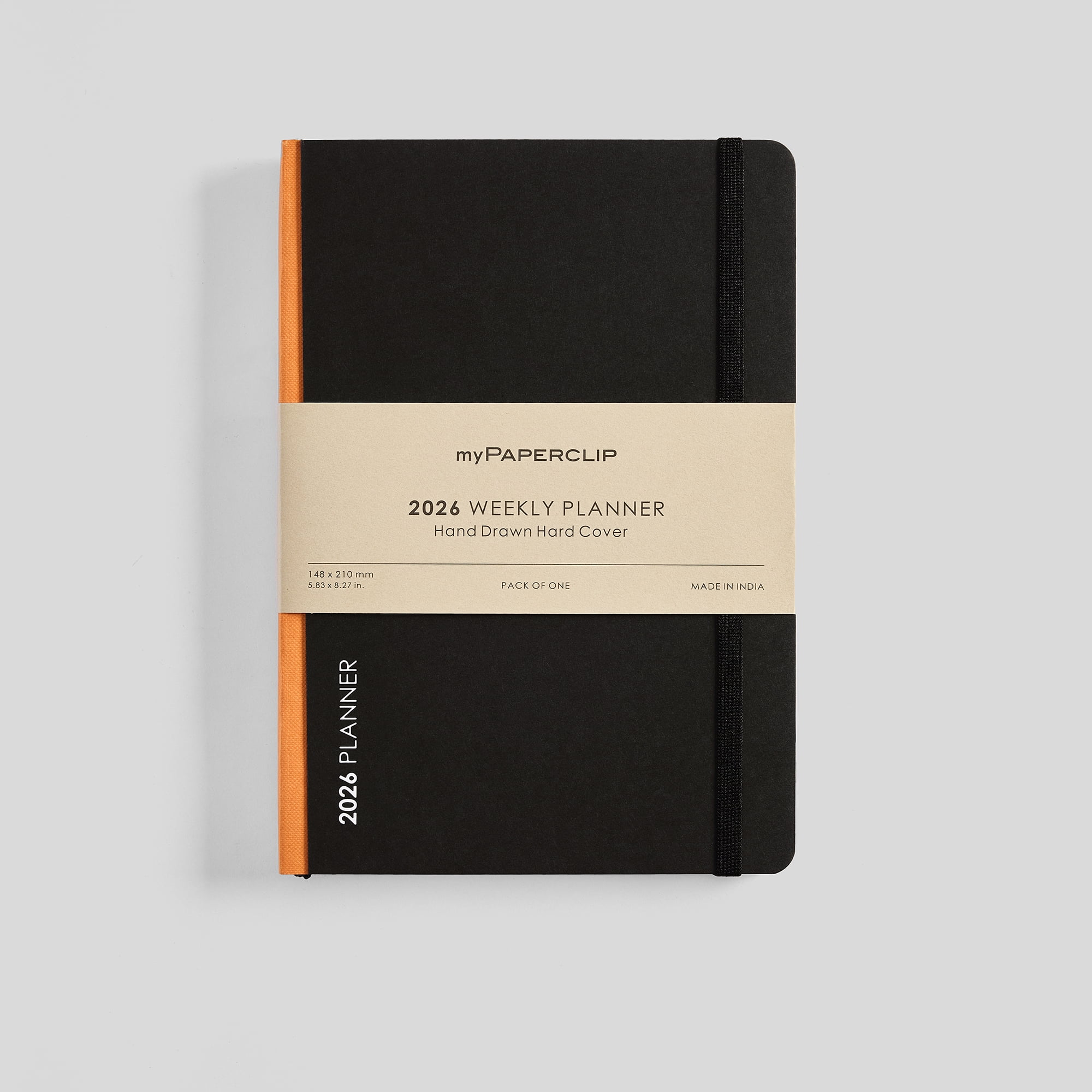 myPAPERCLIP 2026 Weekly Planner, Hard Cover, A5 (5.83" x 8.27"), Orange
