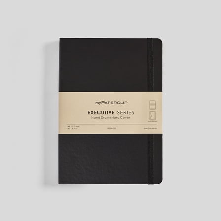 myPAPERCLIP Executive Series Notebook, Hard Cover, A5 (5.83" x 8.27"), Ruled, Black