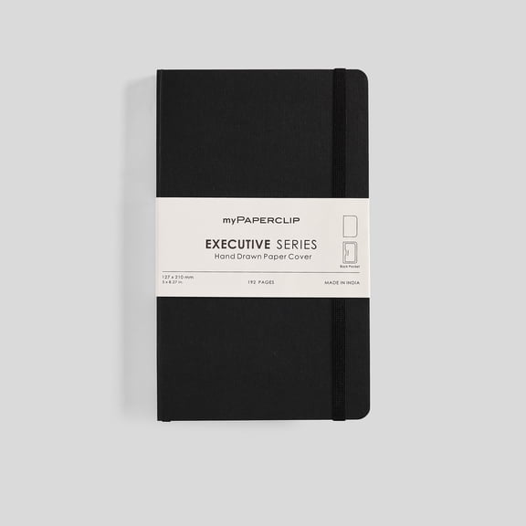 myPAPERCLIP Executive Series Notebook, Soft Cover, Medium (5" x 8.25"), Plain, Black