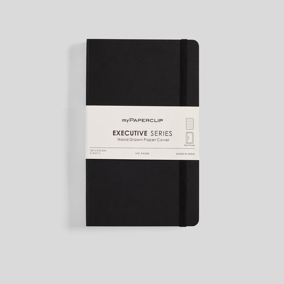 myPAPERCLIP Executive Series Notebook, Soft Cover, Medium (5" x 8.25"), Ruled, Black