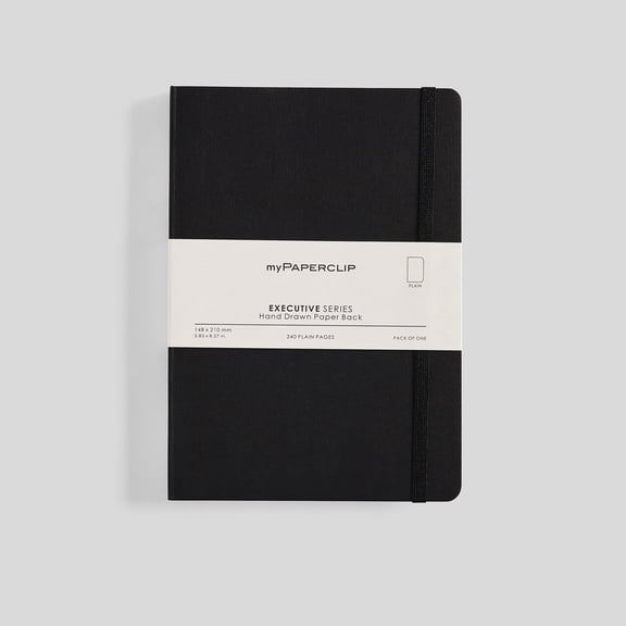 myPAPERCLIP Executive Series Notebook, Soft Cover, A5 (5.83" x 8.27"), Plain, Black