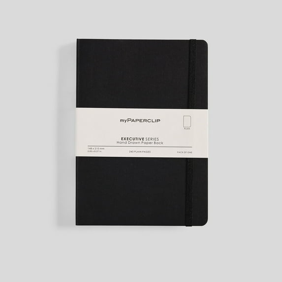 myPAPERCLIP Executive Series Notebook, Soft Cover, A5 (5.83" x 8.27"), Plain, Black