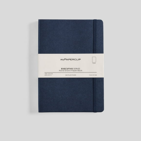 myPAPERCLIP Executive Series Notebook, Soft Cover, A5 (5.83" x 8.27"), Plain, Blue