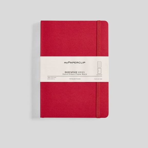 myPAPERCLIP Executive Series Notebook, Soft Cover, A5 (5.83" x 8.27"), Ruled, Red