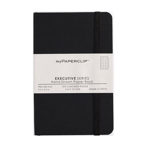 myPAPERCLIP Executive Series Notebook, Soft Cover, Small (3.5" x 5.5"), Grid, Black
