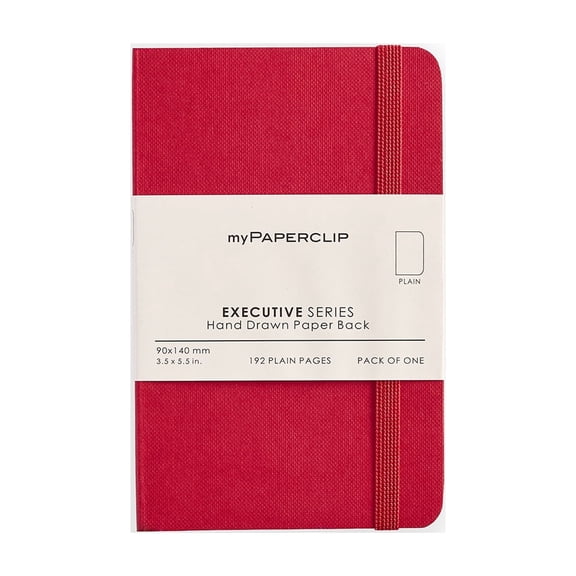 myPAPERCLIP Executive Series Notebook, Soft Cover, Small (3.5" x 5.5"), Plain, Red