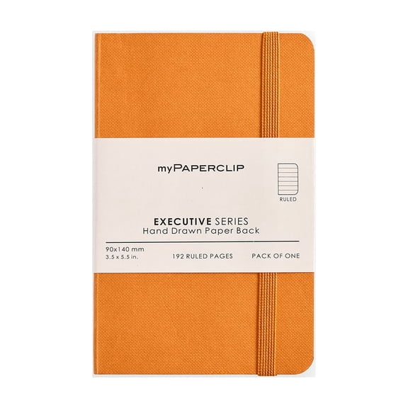 myPAPERCLIP Executive Series Notebook, Soft Cover, Small (3.5" x 5.5"), Ruled, Orange