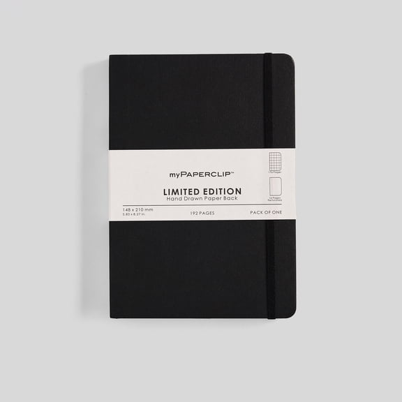 myPAPERCLIP Limited Edition Notebook, Soft Cover, A5 (5.83" x 8.27"), Grid, Black