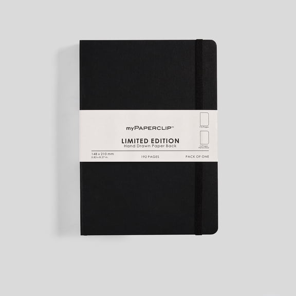 myPAPERCLIP Limited Edition Notebook, Soft Cover, A5 (5.83" x 8.27"), Plain, Black