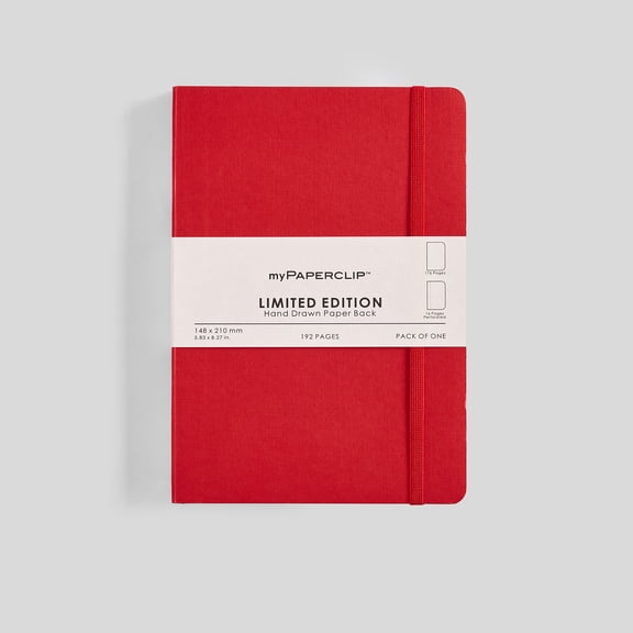 myPAPERCLIP Limited Edition Notebook, Soft Cover, A5 (5.83" x 8.27"), Plain, Ruby