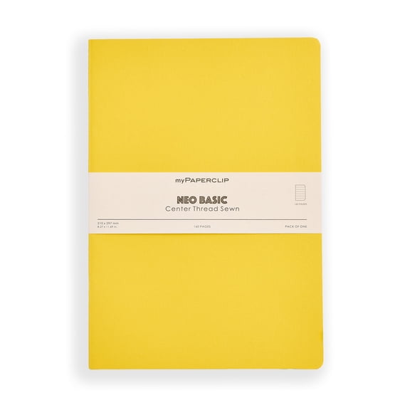 myPAPERCLIP NeoBasic Notebook, Soft Cover, A4 (8.27" x 11.69"), Ruled, Yellow
