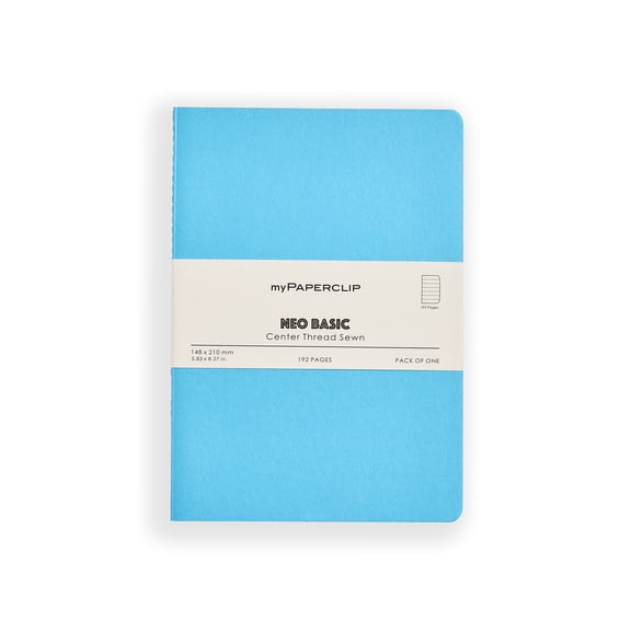 myPAPERCLIP NeoBasic Notebook, Soft Cover, A5 (5.83" x 8.27"), Plain, Lightblue