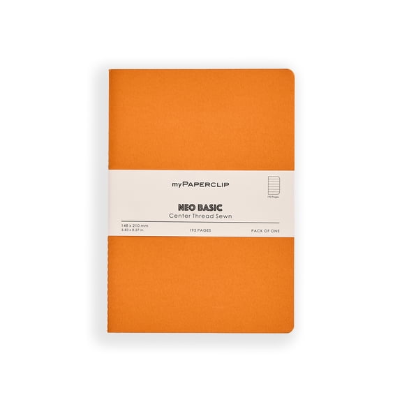 myPAPERCLIP NeoBasic Notebook, Soft Cover, A5 (5.83" x 8.27"), Plain, Orange