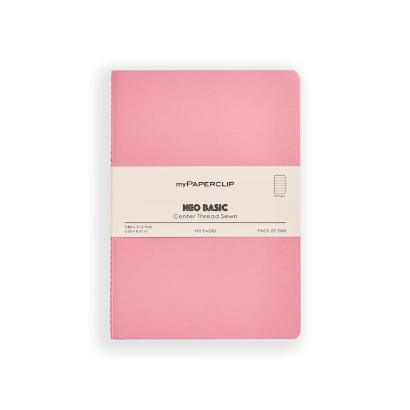 myPAPERCLIP NeoBasic Notebook, Soft Cover, A5 (5.83" x 8.27"), Plain, Pink