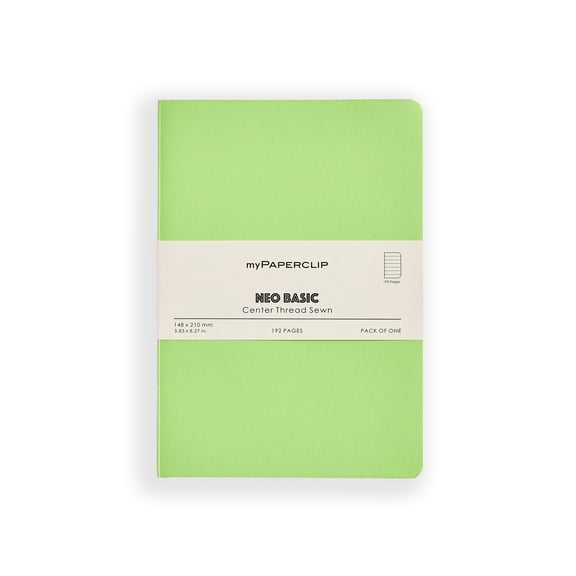 myPAPERCLIP NeoBasic Notebook, Soft Cover, A5 (5.83" x 8.27"), Ruled, Green
