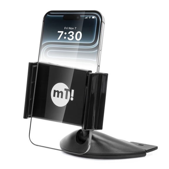 myTech! CD Car Mount, 360 Rotating Phone Holder, Adjustable Arm, Secure Grip, Open Charging Port