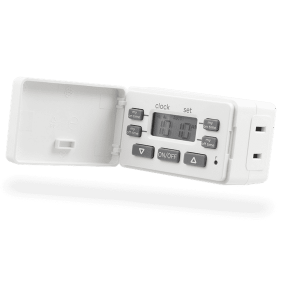 myTouchSmart Digital Fashion Timer, 1-Outlet Polarized, 2 Settings, 24hr, White, Cover, 0 Amps