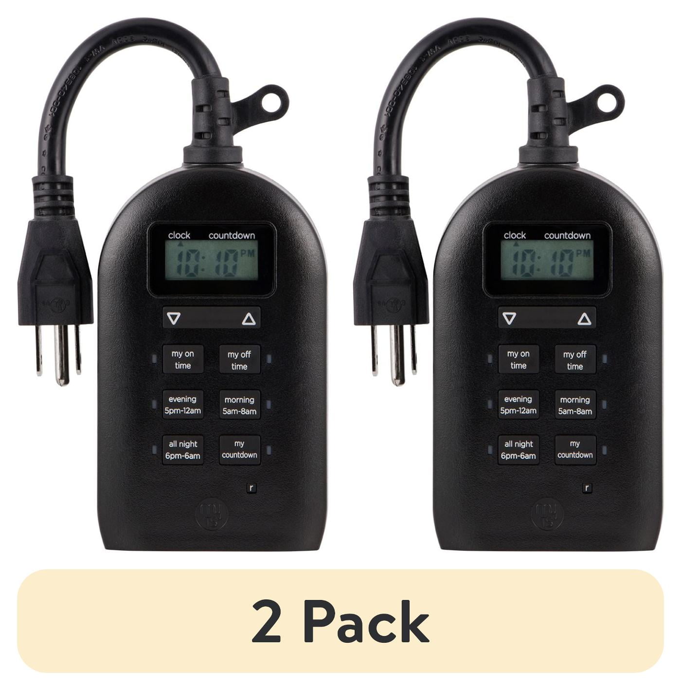 Black Dual Outlet Programmable Outdoor Digital Timer
