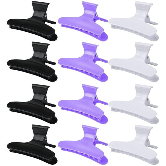 mygreen Purple Hot Pink Butterfly Hair Claw Clips for Styling & Sectioning - Pro Clamp Clips for Makeup, Cutting & Coloring - Hair Accessories for Women & Girls Black & White & Purple