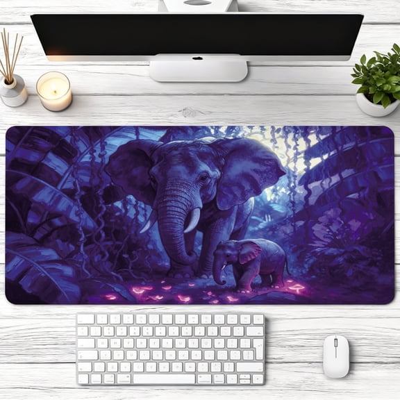 mysterious purple elephant in jungle design Mouse Pad， Non Slip Rubber Pad， Desktop Decoration Drotection Pad， Washable， Lock Edge Multi Size， Mousepad For Office， Home