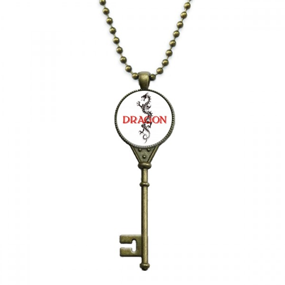 myth dragon eastern western animals key necklace pendant tray embellished chain